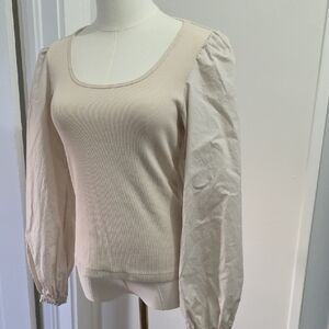 Old Navy Cream Ribbed Long Sleeve Top